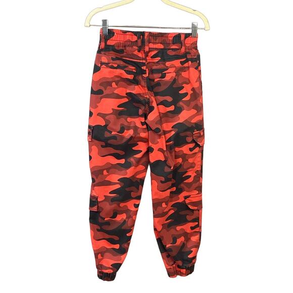 V.I.P. Camo Cargo Jogger Pants Pullon SZ 1/25 Red Black Vibrant - Picture 2 of 8